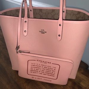 Authentic reversible coach bag (pink & tan)